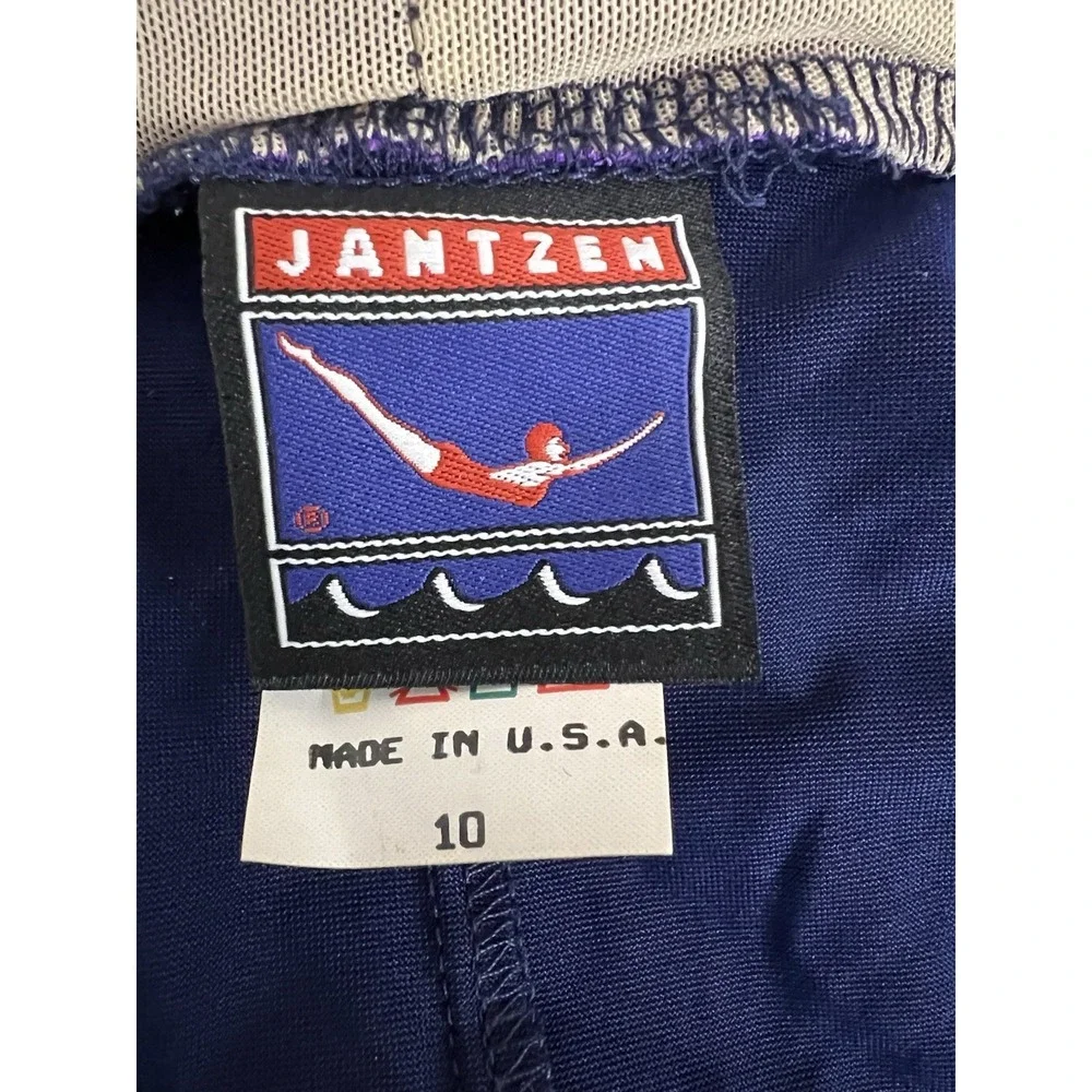 Vtg 90s Jantzen 3pc Swim Set Wrap‎ Skirt 10 Purple Galaxy High Waist Bikini USA